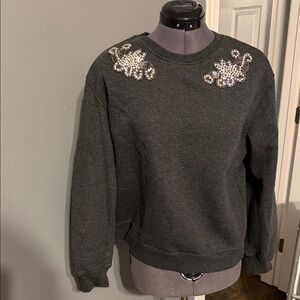 Express Charcoal Embellished Sweatshirt